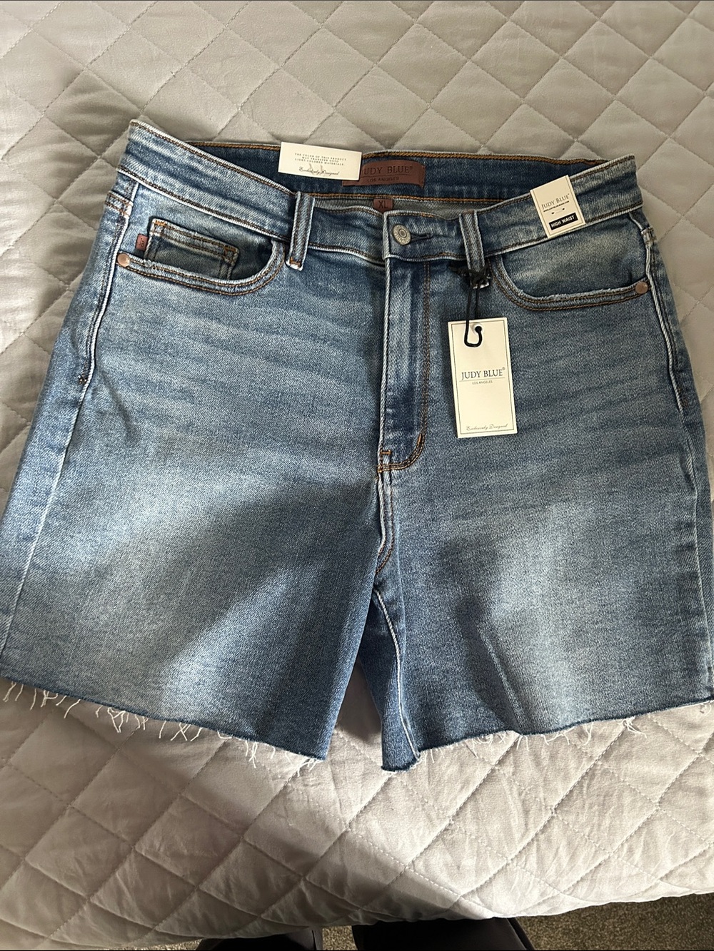 Judy Blue Faded Light Blue Raw Hem Denim Shorts